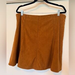 LOFT Faux Suede Mini Skirt Size 14 Brown Side Zip Lined